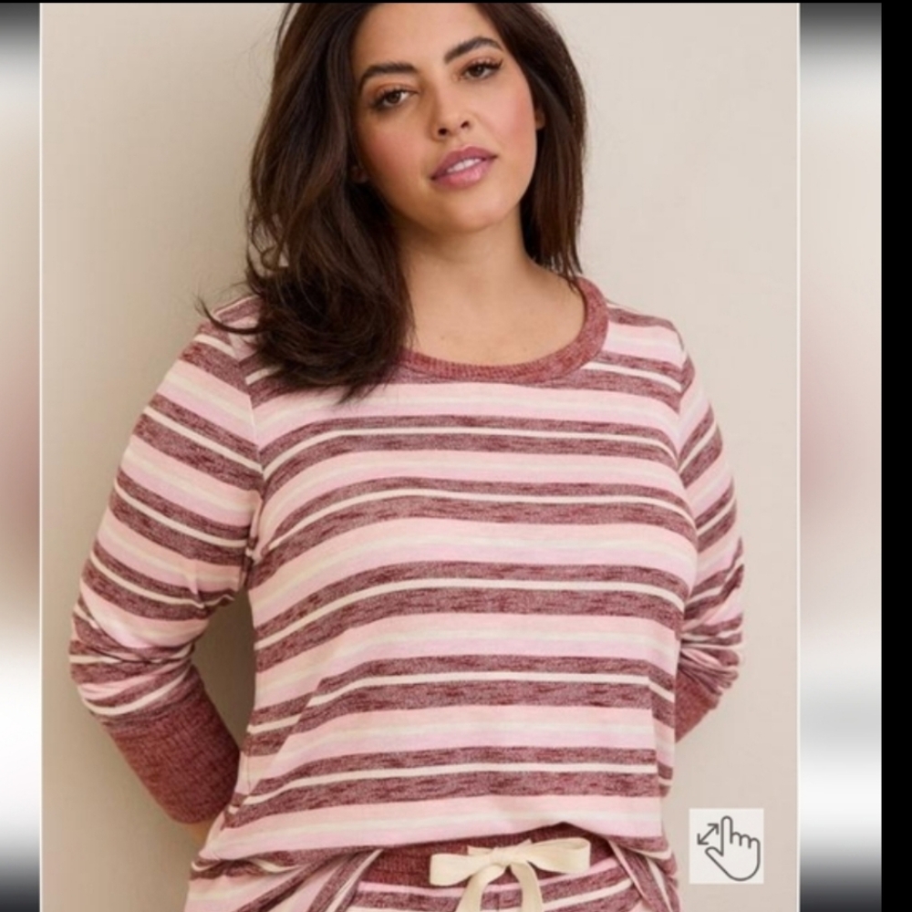 Torrid striped Stretch lightweight Hacci long sleeves lounge Top